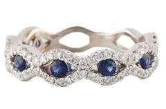 0.55ctw Sapphire and 0.32ctw Diamond Infinity Eternity Band Ring in 14K