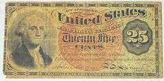 Fourth Series 25 Cent Fractional Currency Note.