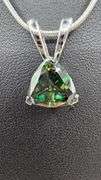 Sparkling 3.5 Ct VVs1 Trillion Cut Emerald Green Fire Moissanite Pendant w Chaind Pendant
