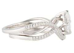 1.00ctw Oval and Round Diamond Ribbon Swirl Bridal Set in 14K