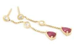 14kt Yellow gold 0.60ctw Ruby and diamond dangle earrings