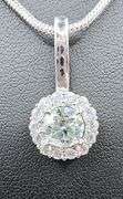 14 Kt White Gold Plated Ice Green Diamond Pendant Necklace