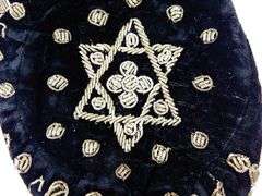 Early Embroidered Metallic Velvet Yarmulka
