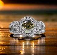 Dazzling 3.25 Ct VVs1 Golden Amber Green Lab Diamond Ring