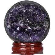 Amethyst Geode Crystal Ball with Wooden Stand