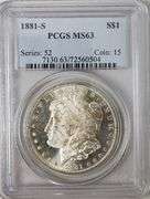 1881-S Morgan Silver Dollar, MS63 PCGS