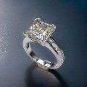 14 K White Gold Plated Huge 5 Ct Princess Cut Lab Simulated Diamond Ring