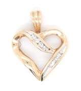10kt Yellow gold heart shaped diamond pendant