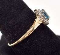 Amazing 10K Yellow Gold Blue Topaz Gemstone and Diamond Ring