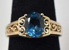 Lovely London Blue Topaz Ring in 14K Yellow Gold