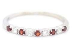 14kt White gold Garnet and diamond band