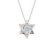 Beautiful Jewish Star of David sterling silver Blue Topaz dancing necklace