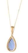 4.85ct Pear Cut Tanzanite and 0.17ctw Diamond Frame Pendant Necklace in 14K