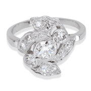 Platinum 950 Vintage 3 Stone Natural Diamond Ring