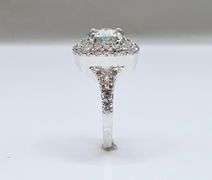 14 K White Gold Plate Dazzling 3.15 Ct White Ice Green Fire Moissanite Ring