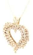 10kt Yellow gold 0.85ctw diamond cluster open heart pendant on chain