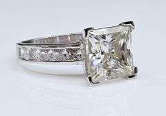 14 K White Gold Plated Huge 5 Ct Princess Cut Lab Simulated Diamond Ring