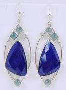 Sterling Lapis & Aqua Jay King Dangly Earrings