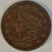 Chocolate-brown XF 1826 Coronet Large Cent