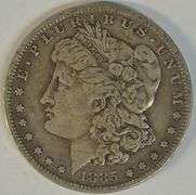 Scarce 1885-S Morgan Silver Dollar. Key date
