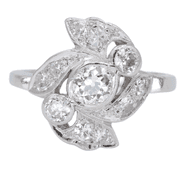 Platinum 950 Vintage 3 Stone Natural Diamond Ring