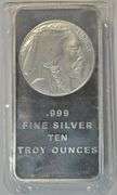 Cameo Prooflike 10 Troy Oz pure .999 Fine Silver Buffalo Bar