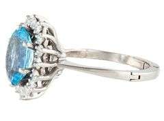 3.00ct Oval Aquamarine and 0.50ctw Diamond Frame Starburst Ring in 14K