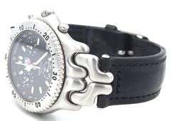Tag Heuer SEL chronograph quartz black leather strap watch