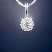 14 Kt White Gold Plated Ice Green Diamond Pendant Necklace