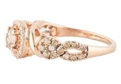 Le Vian 1.00ctw Chocolate and White Diamond Halo Swirl Ribbon Ring in 14K