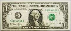 Superb Crisp 2003 $1 Note Atlanta Fancy Radar Serial Number 61444416!