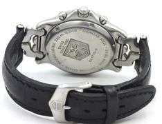 Tag Heuer SEL chronograph quartz black leather strap watch