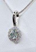 14 Kt White Gold Plated Ice Green Diamond Pendant Necklace