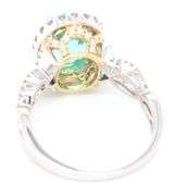 18kt White gold Green Tourmaline and diamond halo cocktail ring