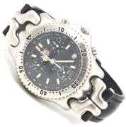 Tag Heuer SEL chronograph quartz black leather strap watch