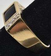 Onyx and Diamond Ring in 10K Yellow Ring