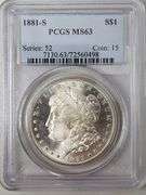 1881-S Morgan Silver Dollar, MS63 PCGS