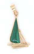 14kt Yellow gold Malachite boat