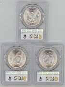 3 PCGS MS64 Morgan & Peace Silver Dollars: 1921, 1924, & 1925