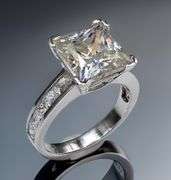 14 K White Gold Plated Huge 5 Ct Princess Cut Lab Simulated Diamond Ring