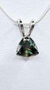 Sparkling 3.5 Ct VVs1 Trillion Cut Emerald Green Fire Moissanite Pendant w Chaind Pendant