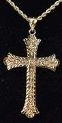 Spiritual Cross Pendant Necklace in 14K Yellow Gold