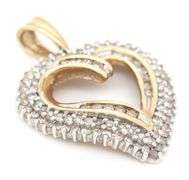 10kt Yellow gold heart shaped diamond pendant