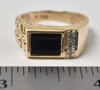 Onyx and Diamond Ring in 10K Yellow Ring