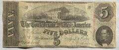 Sliderish April 6 1863 CSA $5 Note