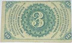 Unc 3 Cent Fractional Currency Note.