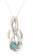 14kt White gold 0.70ct IR blue diamond pendant on chain