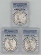 3 PCGS MS64 Morgan & Peace Silver Dollars: 1921, 1924, & 1925
