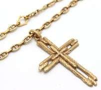Stunning 18kt Yellow Gold Cross Pendant with 24-Inch Chain - 60 Grams of Pure Elegance