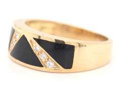 18kt Yellow gold black onyx Inlay and diamond wide band